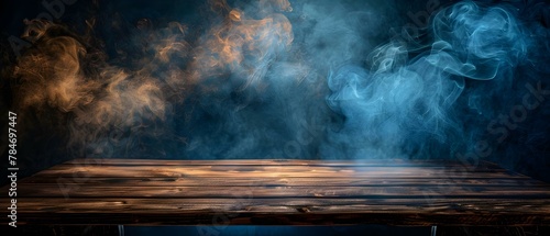 Mystic Smoke and Wooden Stage Display. Concept Fantasy Photography, Atmospheric Theater, Enchanting Set Design, Magical Effects