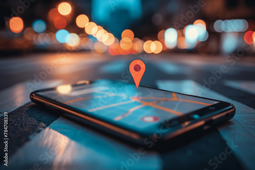 Smartphone with a map of the world and location marker,symbolizing the power of geolocation technology