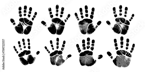 Hand palm print isolated on white background. Creative paint hands prints. Happy childhood design. bright human palm