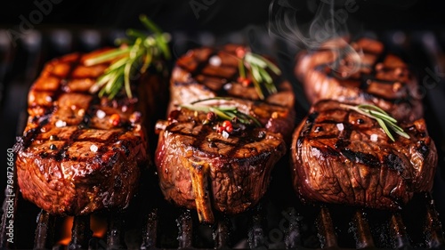 Grilled steaks of beef