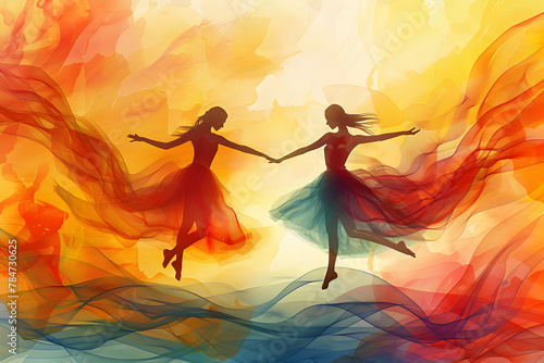 Vibrant and colorful poster celebrating International Dance Day, featuring traditional and modern dance styles in a lively and energetic atmosphere.