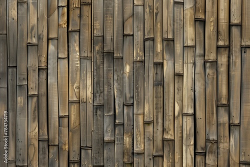 A backdrop of old bamboo stacked into a sunbathing fence