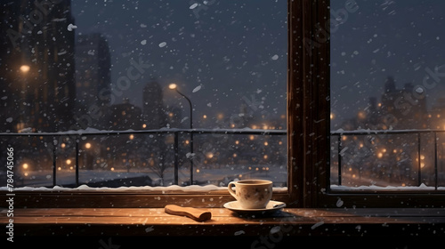 Gaze out the window at the falling snow while sipping a cup of hot cocoa