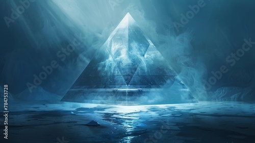 Background drawing of a crystal pyramid using light techniques