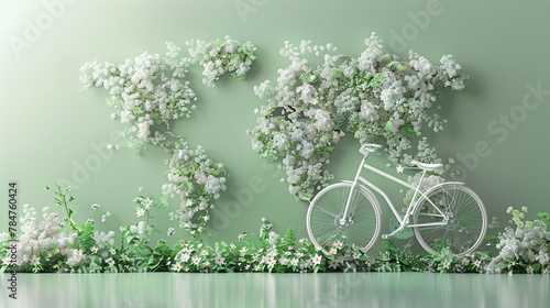 World bicycle day concept International holiday june 3, bicycle with floral background, banner, card, poster with text space