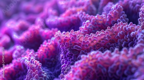 Close-up of vibrant purple intestinal villi, highlighting absorption in the digestive system, soft tones, fine details, high resolution, high detail, 32K Ultra HD, copyspace