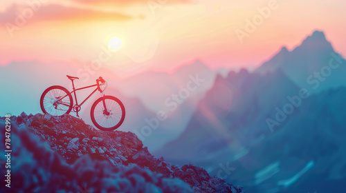 World bicycle day concept International holiday june 3, bicycle with sunset scenery landscape background, banner, card, poster with text space