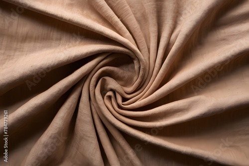 Beige linen fabric texture with folds for tactile design concepts