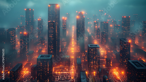 Futuristic megapolis cityscape - night scene