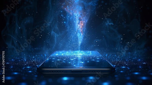 The light of a smartphone screen, technology mobile display. Modern illustration.