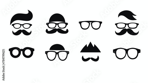 Vector illustration of hipster men glasses and must