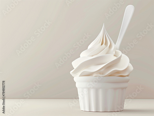 Petit pot de yaourt glacé, yaourt nature bio ou organique sur fond blanc, production de la ferme, produit d'exception, yaourt au lait de vache, brebis ou chèvre