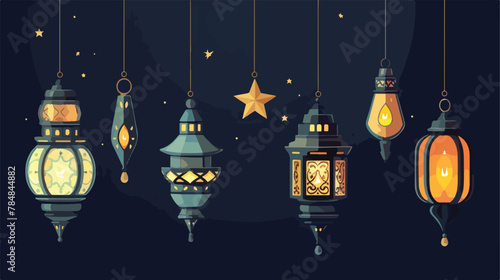Vector set ramadan lamps variants simple vector des