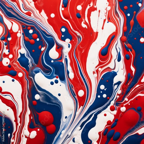 abstract red, white and blue image, in the style of marbleized, bold outline, lyon school, animal intensity