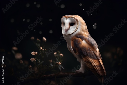 Beautiful Barn Owl (Tawny Owl) on dark background