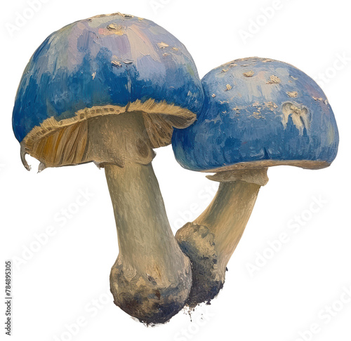 PNG A vibrant blue mushroom painting fungus agaric