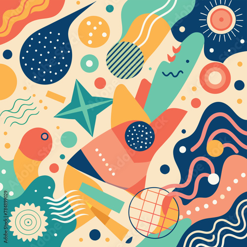 Hand drawn doodle shapes pattern elements background