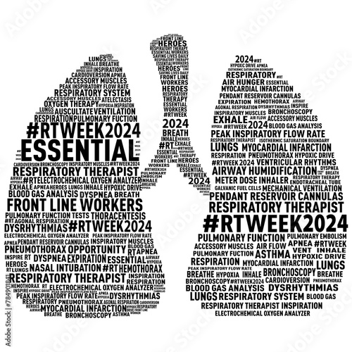 Respiratory Care Week with a set of lungs made out of RT key words.