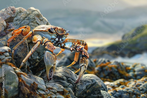 Sally Lightfoot Crab (Crab mollusc) on the rocks