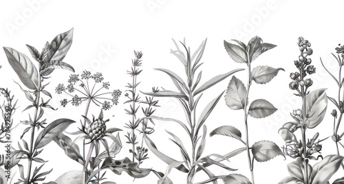 PNG Realistic pencil vintage drawing as a border graphic spices and herbs sketch graphics pattern