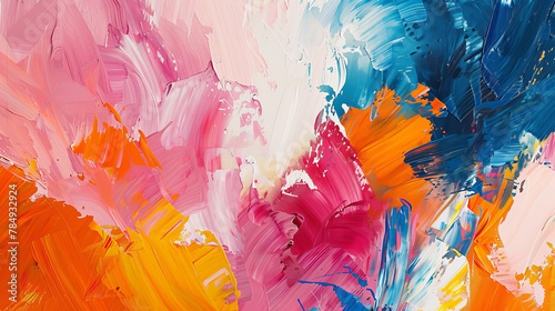 Bold and colorful abstract acrylic painting with dynamic brushstrokes, ai generated