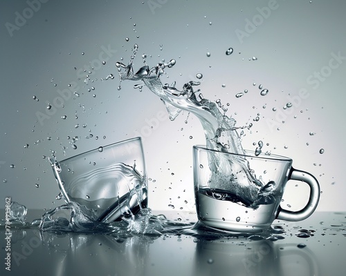 Overflowing Cup vs Spilled Cup, One cup overflowing with water or wine and another tipped over, its contents lost