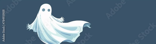 A Ghost, A floating fabric, Cartoon comical style