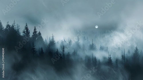 Misty Forest at Night
