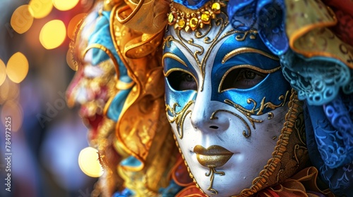 Vibrant background adorned with captivating carnival masks