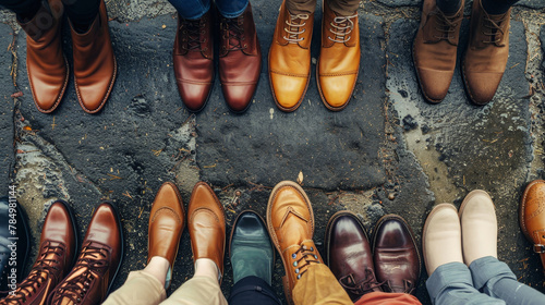 A collection of mens business shoes neatly lined up in a row, ready for the days adventures and challenges