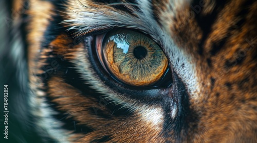Eyes and Wildlife: A macro close-up photo of a tigers eye
