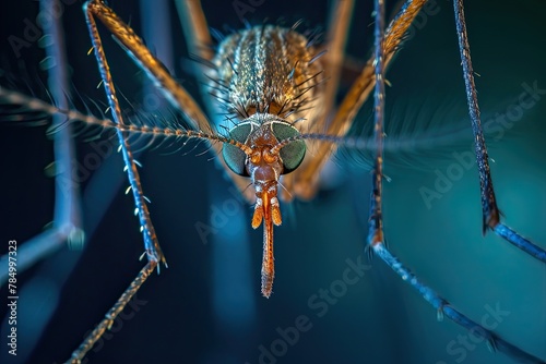Mystic portrait of Common house mosquito beside view, full body shot, Close-up View, 