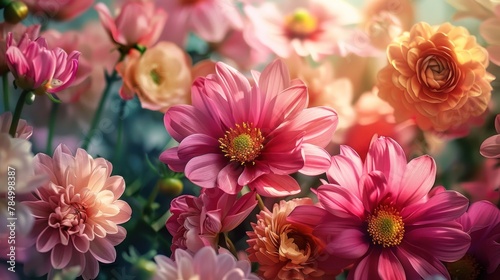 Pink gerbera flowers on bokeh background