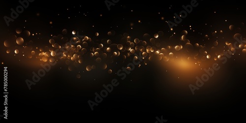 Abstract glowing light brown bokeh on a black background with empty space for product presentation, in the style of vector illustration design 