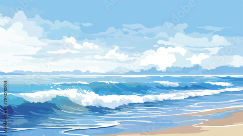 A peaceful beach scene with waves gently lapping