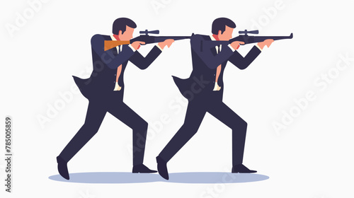 Two business men aiming with shotguns preparing