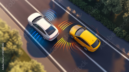 illustration of car blind spot detection system