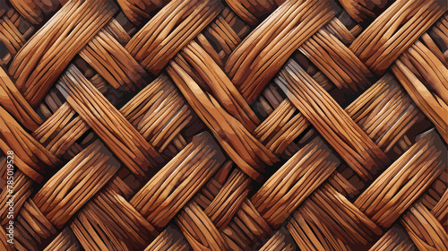 Brown wicker texture with a Thai-style pattern Flat vector