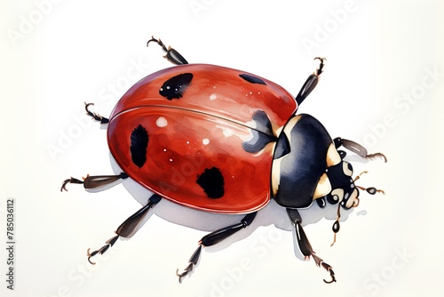Watercolor ladybug isolated on white background. Hand drawn illustration.