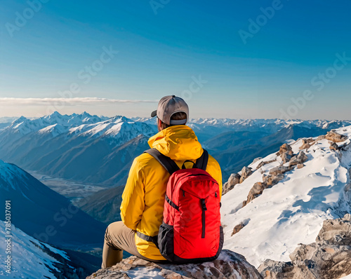 Mountaineer on a mountain top