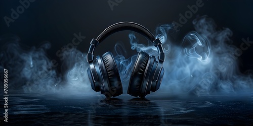 High end Headphones Enveloped in Captivating Smoke Imagery Evoking Premium Audio Experience
