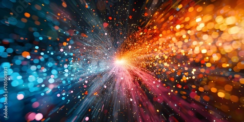 Vibrant Digital Explosion of Pixels Representing Ultra Fast Broadband Technology and Innovation