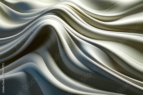 pale grey and white satin and silk gathered material into 3d curved design