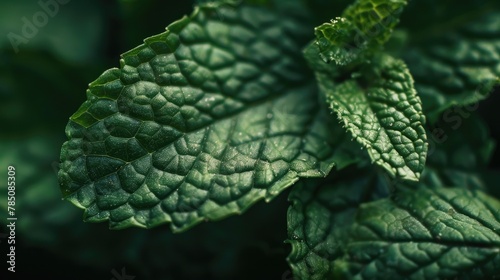 Mint leaf close-up. Generative AI