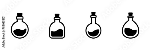 Flask icon set. Potion, bottle chemical vector solid icons. Vector