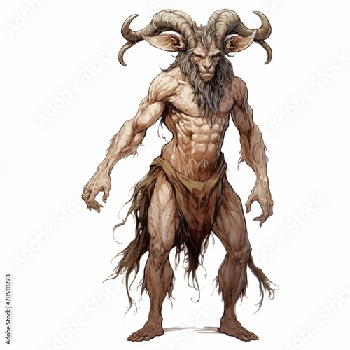 Illustration of a Satyr on a White Background