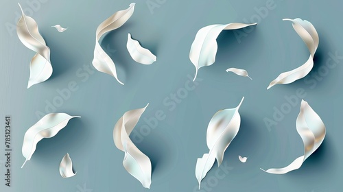A collection of paper sheets that fall realistically. a group of paper leaves in a curved flight. Notes in a loose, curled-edge vector. Fly strewn notes, empty tangled documents