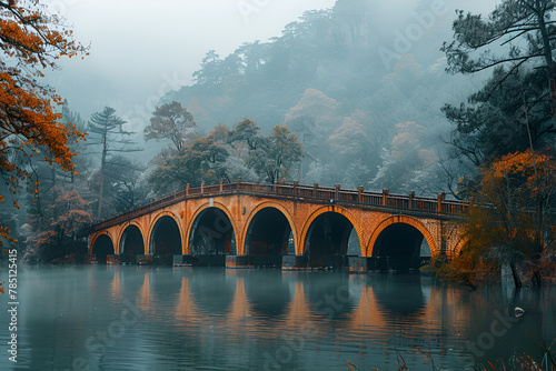 bridge over the river in autumn, Guangji Bridge