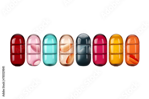 Spectrum of Wellness: A Colorful Array of Pill Cases. On White or PNG Transparent Background.