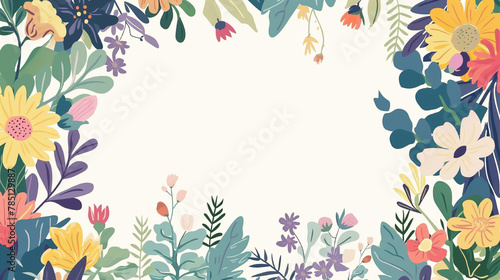 Floral border frame card template multicolor flowers